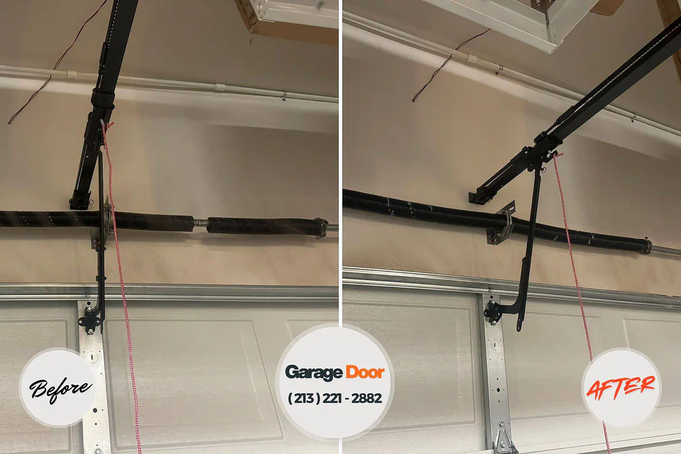Before and after: garage door repair Verdigris, OK